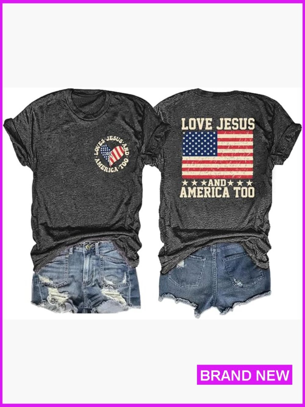 Patriotic Faith T-Shirt Crew Neck Short Sleeve Soft Rayon